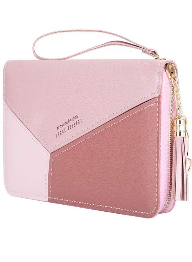Akshify Women's Long Wallet - PU Leather Large Capacity Clutch Purse with Tassel, Multiple Card Slots & Coin Pocket - Stylish Travel Wallet for Women & Girls (Pink) - Image 1